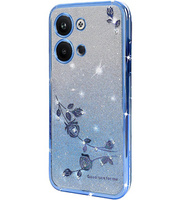 Case for Infinix Note 30 VIP, Glitter Flower, blue