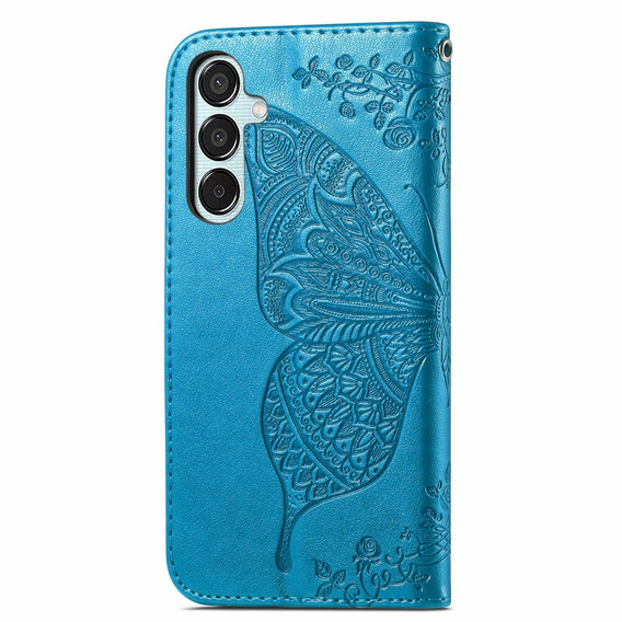 Flip case for Samsung Galaxy M35, Butterfly, blue