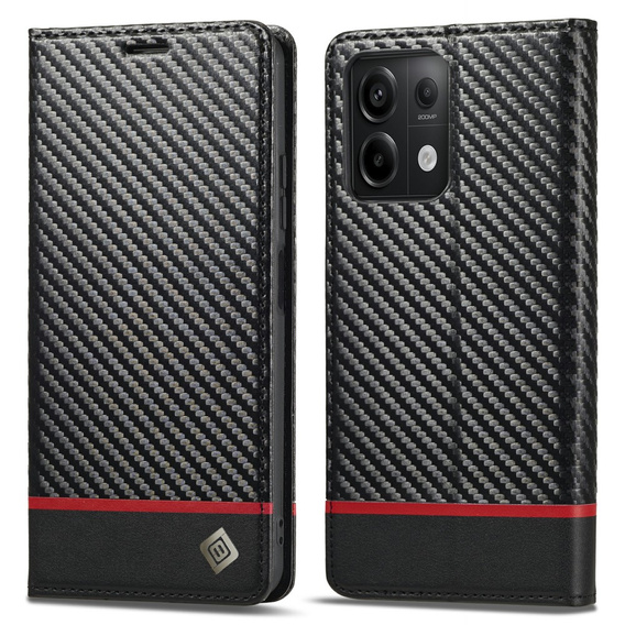 Flap case for Xiaomi Redmi Note 13 Pro 4G / Xiaomi Redmi Note 14S / Xiaomi Poco M6 Pro 4G, Carbon LC.IMEEKE, black