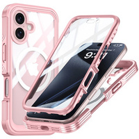 Case for iPhone 16 Plus, Shockproof, with glass, for MagSafe, pink