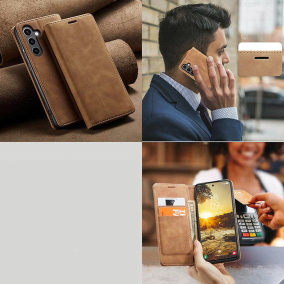 Case for Samsung Galaxy A55, ERBORD Vintage, brown + Screen Glass