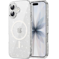 Case for iPhone 17, for MagSafe, glitter, transparent