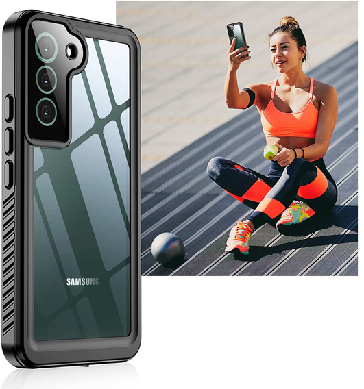 IP68 Waterproof Case for Samsung Galaxy S22+ Plus, Redpepper Dot+, black