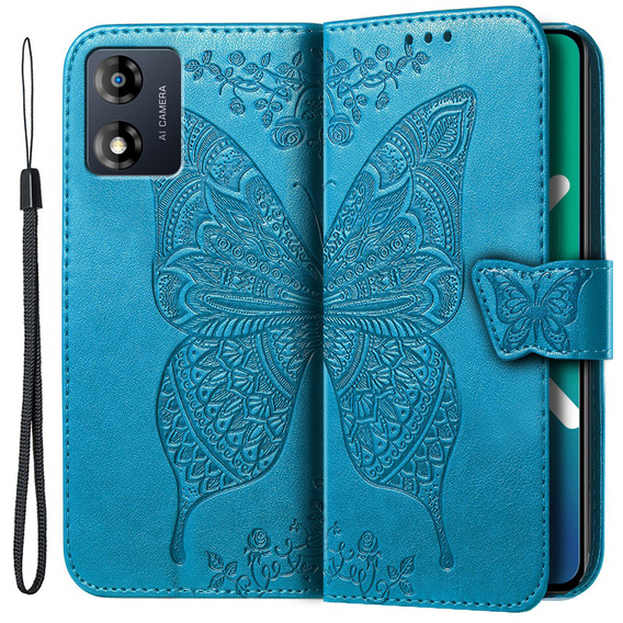 Flip case for Motorola Moto E13, Butterfly, blue