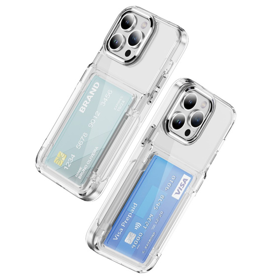 Case for iPhone 16 Pro, Card Holder Kickstand, transparent