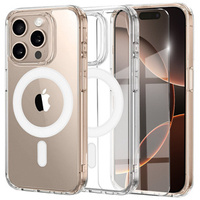 MagSafe Magnetic Case for iPhone 16 Pro Max, ERBORD CrystalMag, transparent + Glass for screen