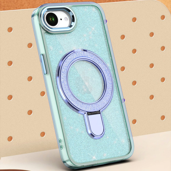 Case for iPhone 16e, Glittery Magnetic Kickstand, blue
