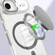 Case for iPhone Air, for MagSafe, with stand, transparent with grey inserts