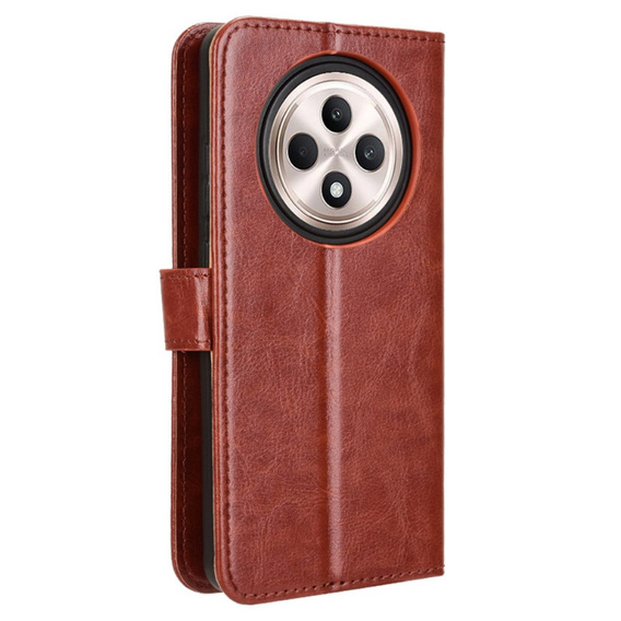 Flip case for Oppo Reno 12FS / 12F, Crazy Horse Wallet, brown