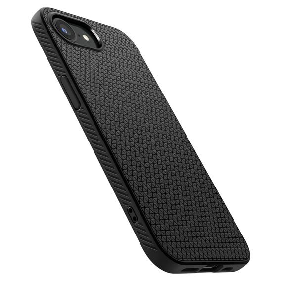 Spigen case for iPhone 16E, Liquid Air, black + 9H Tempered Glass