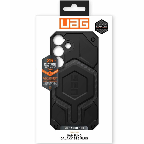 Urban Armor Gear case for Galaxy S25+ Plus, Monarch Pro MagSafe, carbon black
