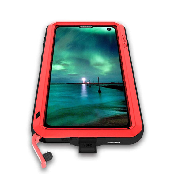 Love Mei Case for Samsung Galaxy S10+ Plus, armored with glass, red
