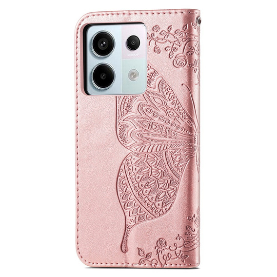 Flip case for Xiaomi Redmi Note 13 Pro 5G, Butterfly, pink rose gold
