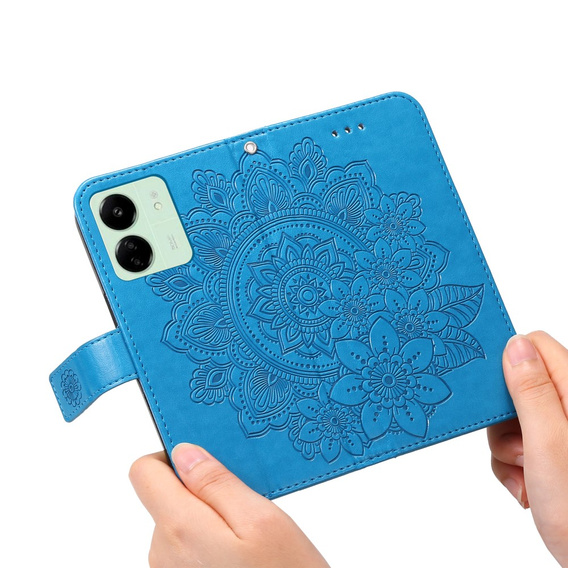 Flip case for Xiaomi Redmi 13C / Poco C65, Mandala Flower, blue