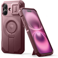 Armored case for iPhone 16, Dexnor CamProtect MagSafe, maroon
