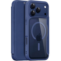 Dux Ducis case for iPhone 17 Pro, Skin X Pro, with flap, for MagSafe, navy blue