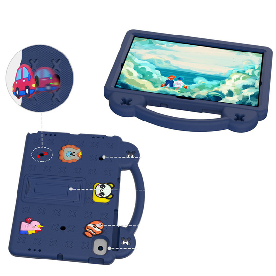 Children's case for Lenovo M10 X306 2 Gen / M10 Plus TB-X606 10.3 / Samsung Tab A 10.1 T510/515 / K10 X6C6, Cute Patterns, with stand, dark blue