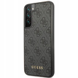 GUESS Case for Samsung Galaxy S23, 4G Metal Gold Logo, grey