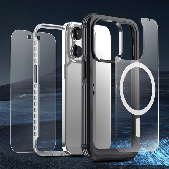 Case for iPhone 15 Pro Max, Armor Full Protect 360° to MagSafe, screen glass, black