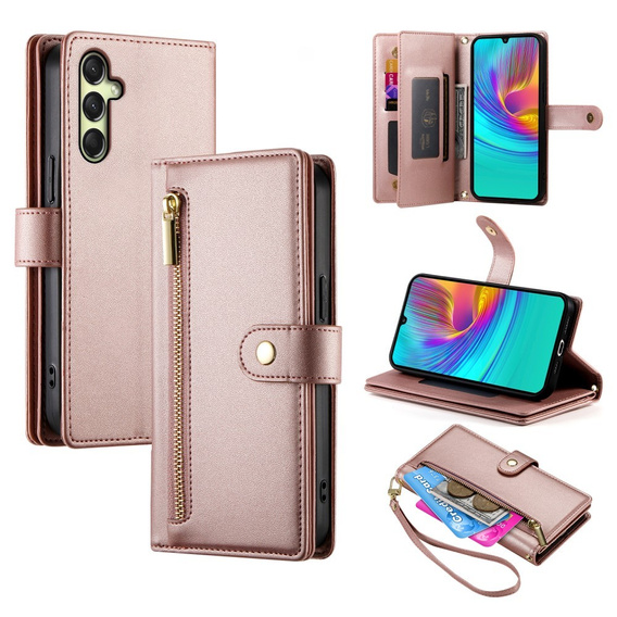 Flip case for Samsung Galaxy A56 5G, Wallet Zipper Pocket, pink