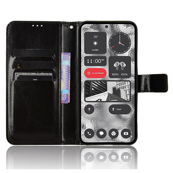 Flip case for Nothing Phone 2, Crazy Horse Wallet, black