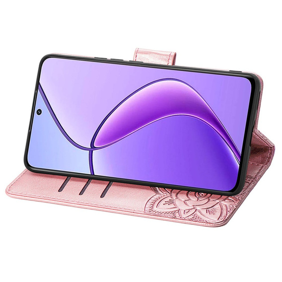 Flip case for Realme 12, Butterfly, pink rose gold