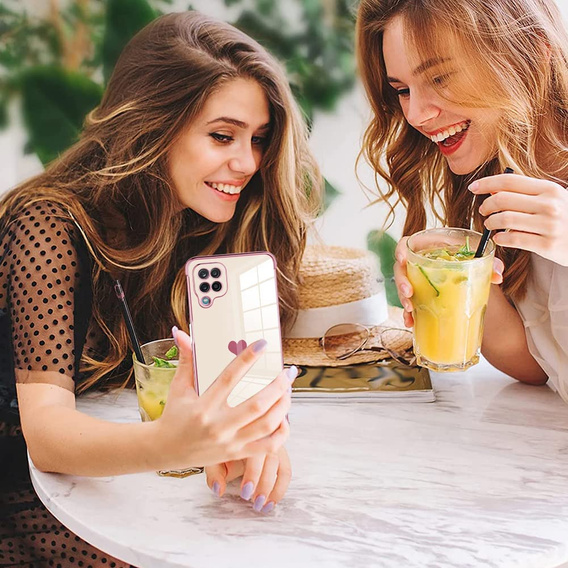 Case for Samsung Galaxy A12 / M12 / A12 2021, Electro heart, pink rose gold