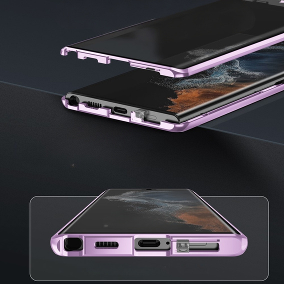 Case for Samsung Galaxy S24, Magnetic Dual Glass, purple