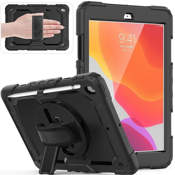 Armored Case for iPad 10.2" 2021/2020/2019 (9/8/7 gen.), protective 360 with stylus slot, black
