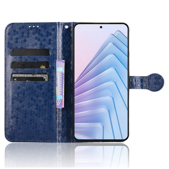 Flip case for Xiaomi Redmi Note 14 4G, Wallet Rhombus, blue