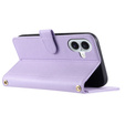 Flip case for iPhone 16 Plus, Rhombus Crossbody Leather, purple