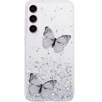 Case for Samsung Galaxy S24, Glitter Butterfly, white