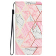 Flip case for Samsung Galaxy A25 5G, Wallet Marble, pink + 9H glass