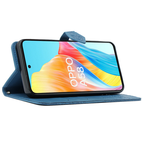 Flip case for Oppo A58 4G, Mandala, blue