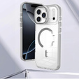 Case for iPhone 17 Pro Max, for MagSafe, with stand, transparent with grey inserts