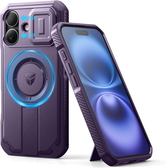 Armored case for iPhone 16, Dexnor CamProtect MagSafe, purple