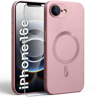 Case for iPhone 16E, ColorMag, for MagSafe, pink + 9H tempered glass