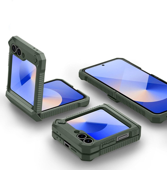 Armored Case for Samsung Galaxy Z Flip7 FE / Z Flip6, Dexnor Clip Holder, green