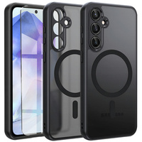 Case for Samsung Galaxy A55, for MagSafe, ERBORD Matt Case, black + Screen Glass