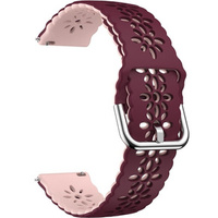 Universal 20mm Soft Hollowed-out Silicone Strap, maroon/pink