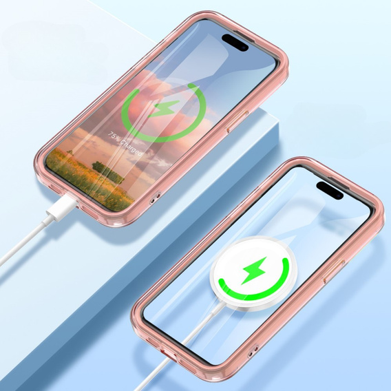 Case for iPhone 16 Pro Max, Shockproof Hybrid, with screen film, for MagSafe, pink