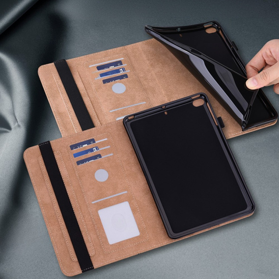 Case for Lenovo Tab M10 Plus TB-X606F, Classic, with space for stylus, brown