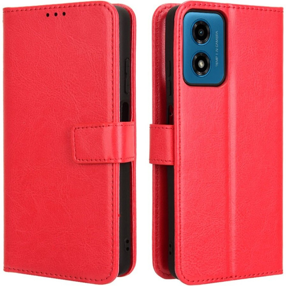 Flip case for Motorola Moto E14, Crazy Horse Wallet, red