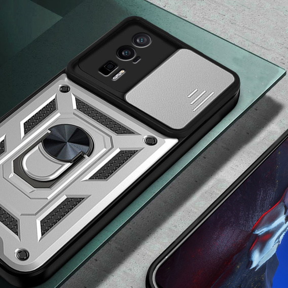 Case for Xiaomi Poco F5 Pro, CamShield Slide, silver