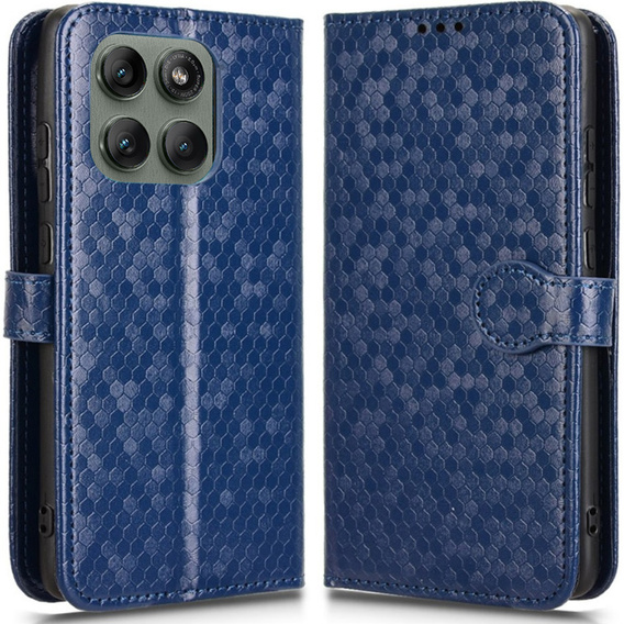 Flip case for Motorola Edge 60 Pro, Wallet Rhombus, blue