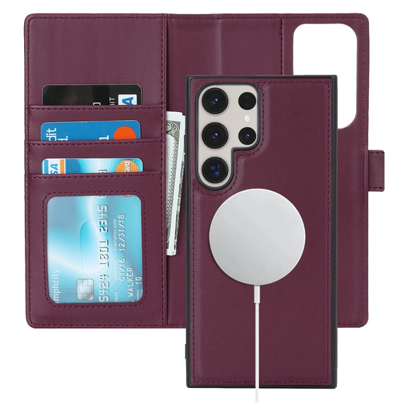 Flap case for Samsung Galaxy S23 Ultra, Wallet, for MagSafe, maroon