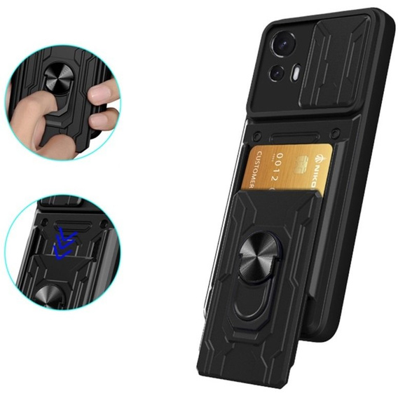 Armored case for Motorola Edge 30 Neo 5G, Camera Slide Card Slot, black