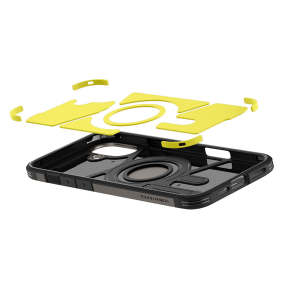 Spigen case for iPhone 16, Tough Armor Mag MagSafe, grey + 9H Tempered Glass