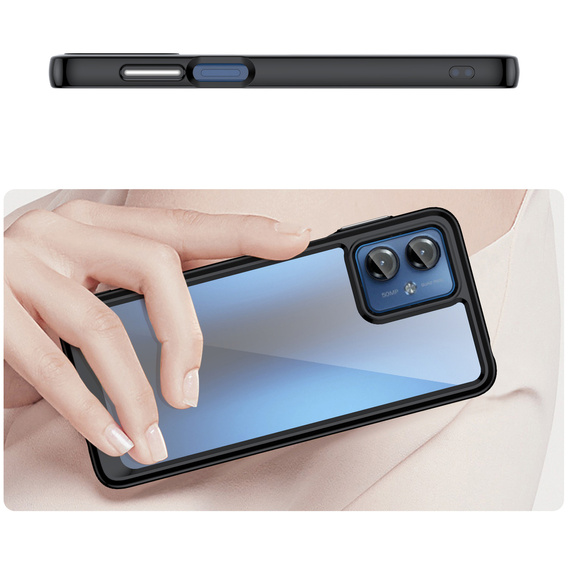 Case for Motorola Moto G14, Fusion Hybrid, transparent / black