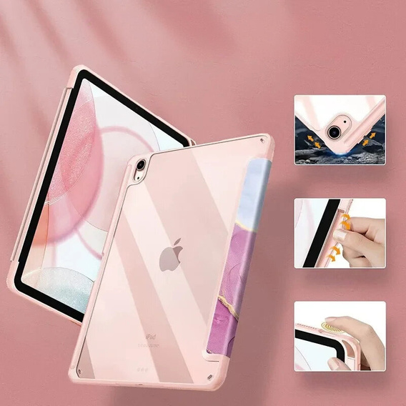 Case for iPad 10.9" 2022 (10 gen.), Smartcase Hybrid, with stylus space, Marble pink